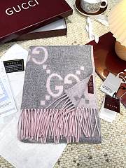 Okify Gucci Pink And Gray Cashmere Scarf 200x45cm - 4