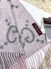 Okify Gucci Pink And Gray Cashmere Scarf 200x45cm - 2