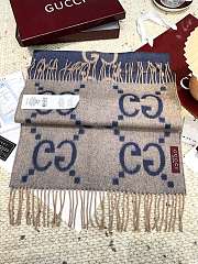 Okify Gucci Blue And Beige Cashmere Scarf 200x45cm - 4