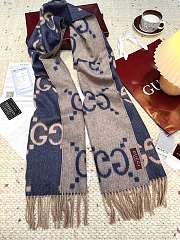 Okify Gucci Blue And Beige Cashmere Scarf 200x45cm - 3