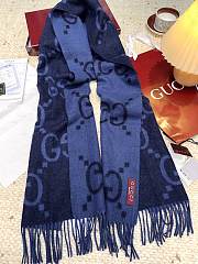 Okify Gucci Blue Cashmere Scarf 200x45cm - 6