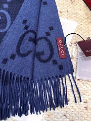 Okify Gucci Blue Cashmere Scarf 200x45cm - 5