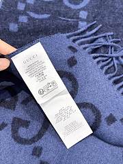 Okify Gucci Blue Cashmere Scarf 200x45cm - 4