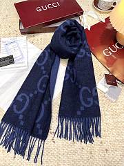 Okify Gucci Blue Cashmere Scarf 200x45cm - 3