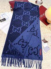 Okify Gucci Blue Cashmere Scarf 200x45cm - 2