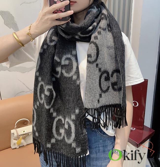 Okify Gucci Black Cashmere Scarf 200x45cm - 1