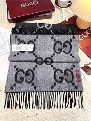 Okify Gucci Black Cashmere Scarf 200x45cm - 6