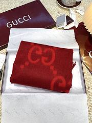 Okify Gucci Red Cashmere Scarf 200x45cm - 6