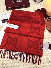 Okify Gucci Red Cashmere Scarf 200x45cm - 5