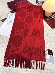Okify Gucci Red Cashmere Scarf 200x45cm - 4