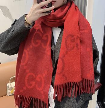 Okify Gucci Red Cashmere Scarf 200x45cm