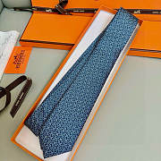 Okify Hermes Dark Blue Twill Silk Tie  - 6