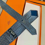 Okify Hermes Dark Blue Twill Silk Tie  - 4