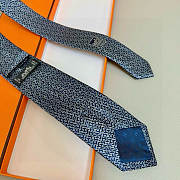 Okify Hermes Dark Blue Twill Silk Tie  - 3