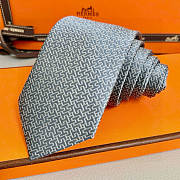 Okify Hermes Gray Twill Silk Tie  - 5