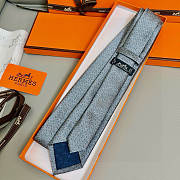 Okify Hermes Gray Twill Silk Tie  - 4
