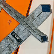 Okify Hermes Gray Twill Silk Tie  - 3