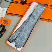 Okify Hermes Gray Twill Silk Tie  - 2