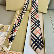 Okify Burberry Beige Jacquard Silk Tie - 6