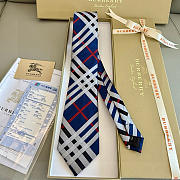 Okify Burberry Blue Jacquard Silk Tie - 6