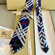 Okify Burberry Blue Jacquard Silk Tie - 3