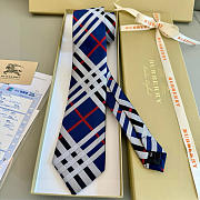 Okify Burberry Blue Jacquard Silk Tie - 2