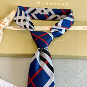 Okify Burberry Blue Jacquard Silk Tie - 1