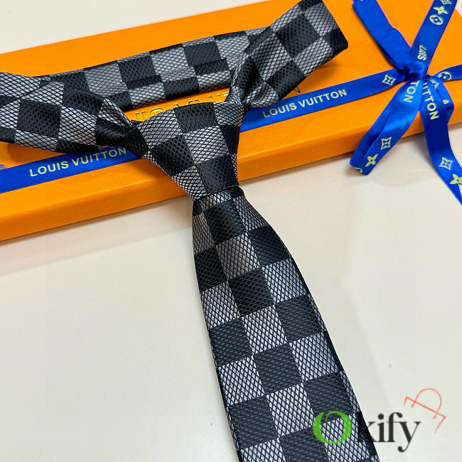 Okify Louis Vuitton Damier Black Jacquard Silk Tie  - 1