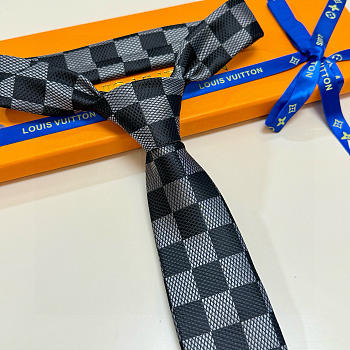 Okify Louis Vuitton Damier Black Jacquard Silk Tie 