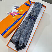 Okify Louis Vuitton Damier Gray Jacquard Silk Tie  - 6