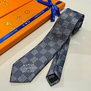 Okify Louis Vuitton Damier Gray Jacquard Silk Tie  - 3