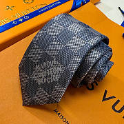 Okify Louis Vuitton Damier Gray Jacquard Silk Tie  - 2