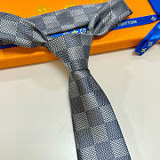 Okify Louis Vuitton Damier Gray Jacquard Silk Tie  - 1