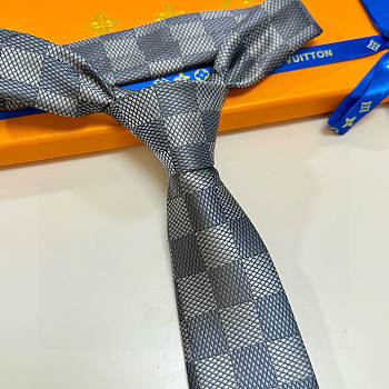 Okify Louis Vuitton Damier Gray Jacquard Silk Tie 