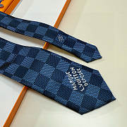 Okify Louis Vuitton Damier Dark Blue Jacquard Silk Tie  - 5