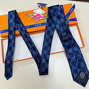 Okify Louis Vuitton Damier Dark Blue Jacquard Silk Tie  - 2