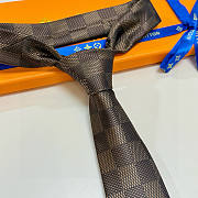 Okify Louis Vuitton Damier Brown Jacquard Silk Tie  - 1