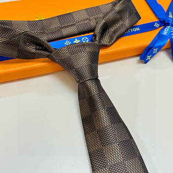 Okify Louis Vuitton Damier Brown Jacquard Silk Tie 
