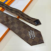 Okify Louis Vuitton Damier Brown Jacquard Silk Tie  - 6