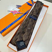 Okify Louis Vuitton Damier Brown Jacquard Silk Tie  - 4