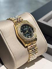 Okify Rolex Datejust Gold Watch For Women In Green 31mm - 5