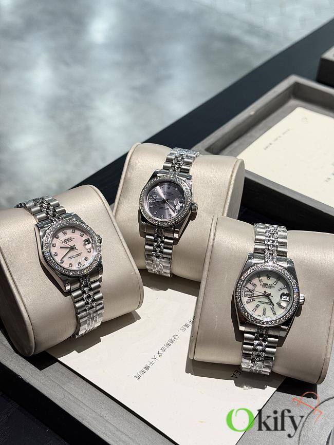 Okify Rolex Datejust Silver Watch For Women In White/Pink/Gray 31mm - 1