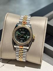 Okify Rolex Datejust Silver And Golf Watch For Women In White/Green 31mm - 6