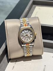 Okify Rolex Datejust Silver And Golf Watch For Women In White/Green 31mm - 4