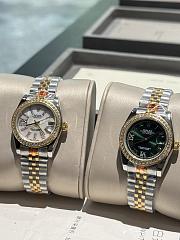 Okify Rolex Datejust Silver And Golf Watch For Women In White/Green 31mm - 3