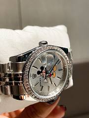 Okify Rolex Mickey Slip Silver Watch In White 31mm - 4