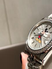 Okify Rolex Mickey Slip Silver Watch In White 31mm - 5