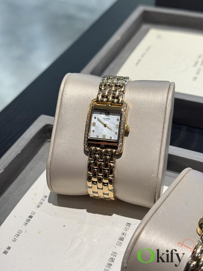 Okify Hermes Cape Cod Gold Watch With Diamond 23x23cm - 1