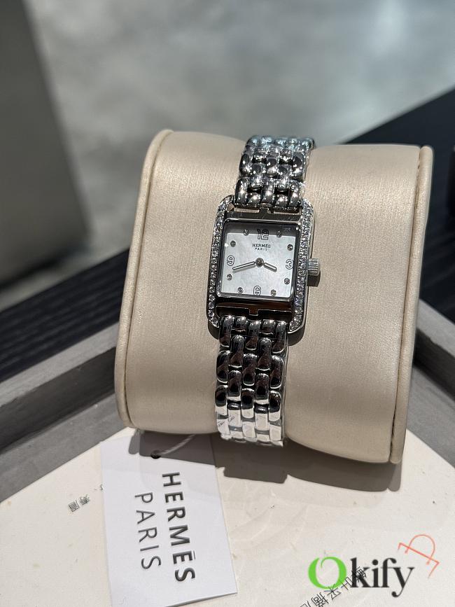 Okify Hermes Cape Cod Silver Watch With Diamond 23x23cm - 1