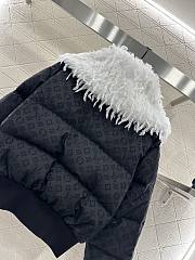Okify Louis Vuitton Fur Collar Jacquard Down Jacket Unisex - 4